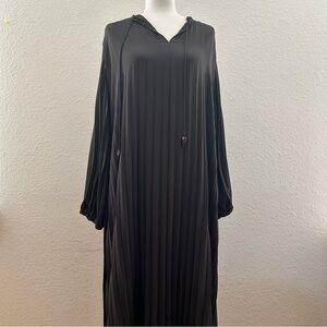 NWT Zara Elegant Black Pleated Long Sleeve Dress